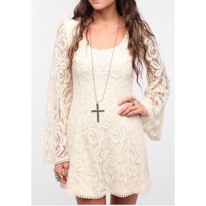 Bell Sleeve Lace Mini Dress